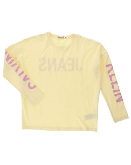 T-Shirt en Coton manches longues Logo jaune